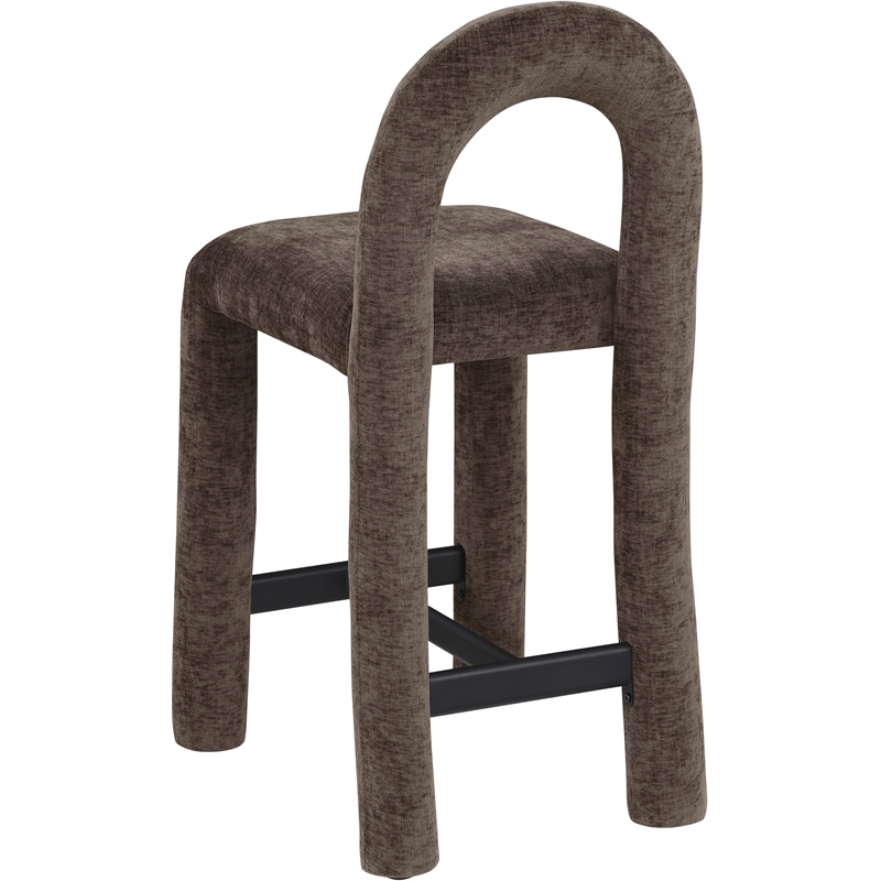 Meridian Furniture Amari Brown Chenille Fabric Stool