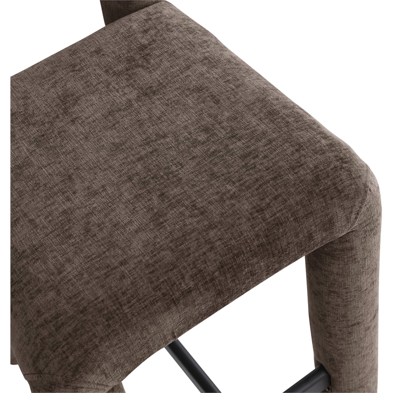 Meridian Furniture Amari Brown Chenille Fabric Stool