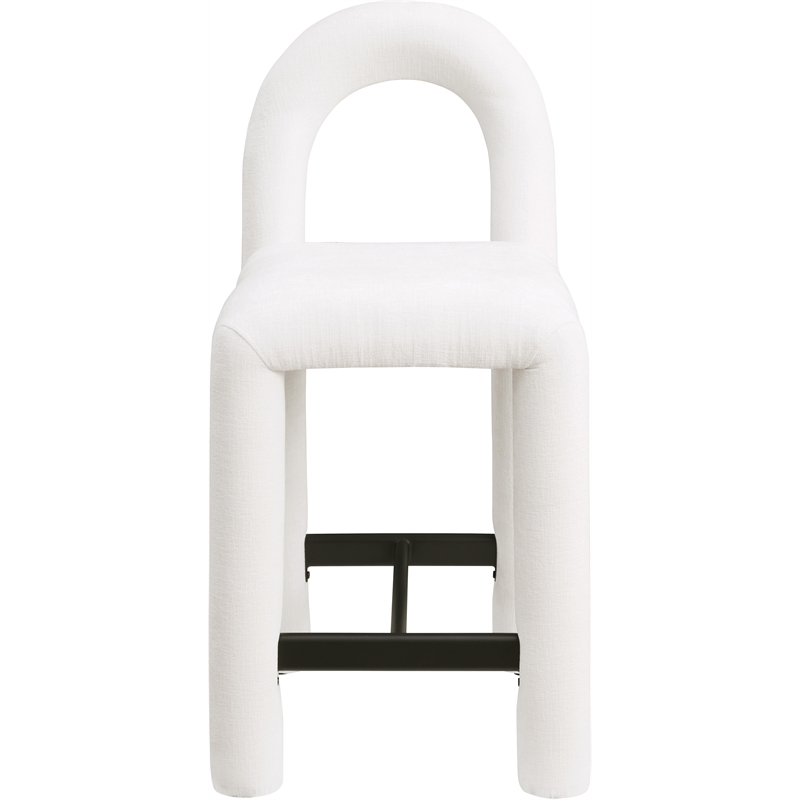 Meridian Furniture Amari Cream Chenille Fabric Stool