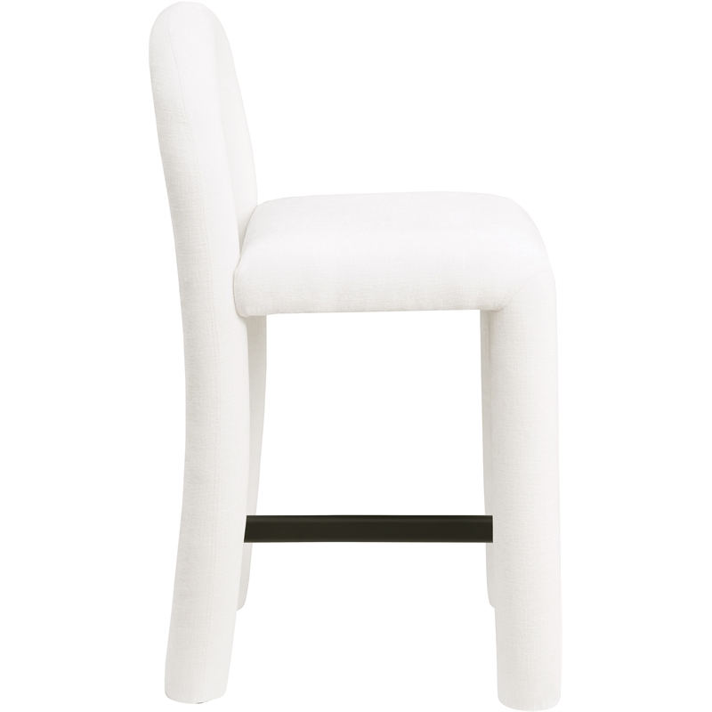 Meridian Furniture Amari Cream Chenille Fabric Stool