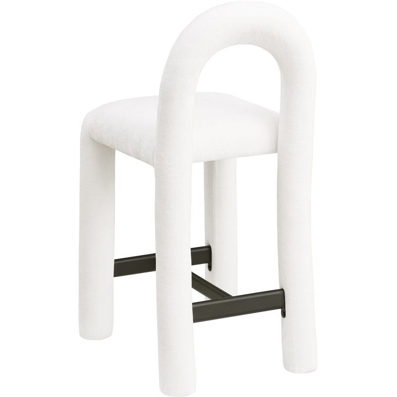 Meridian Furniture Amari Cream Chenille Fabric Stool