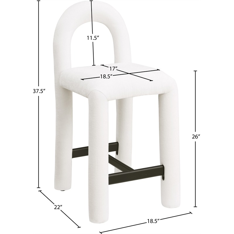 Meridian Furniture Amari Cream Chenille Fabric Stool