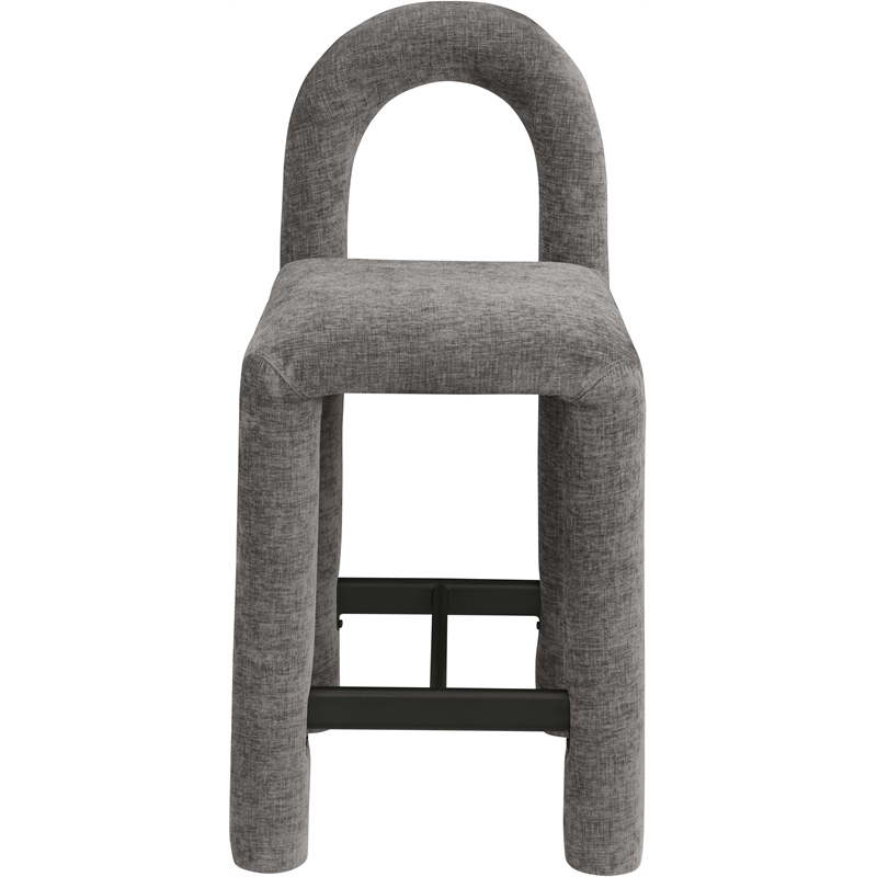 Meridian Furniture Amari Grey Chenille Fabric Stool