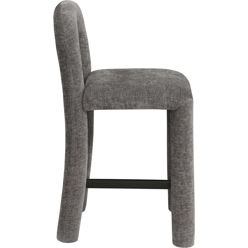 Meridian Furniture Amari Grey Chenille Fabric Stool