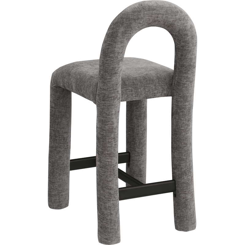 Meridian Furniture Amari Grey Chenille Fabric Stool