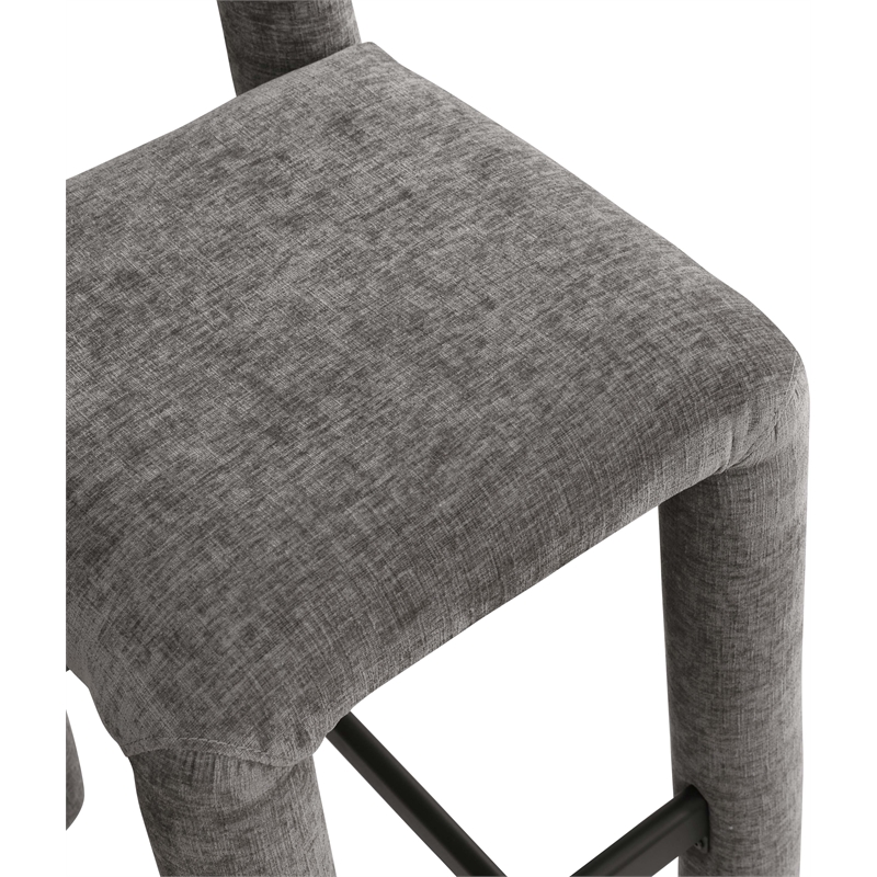 Meridian Furniture Amari Grey Chenille Fabric Stool