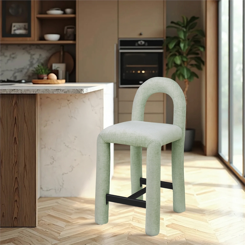 Meridian Furniture Amari Mint Chenille Fabric Stool