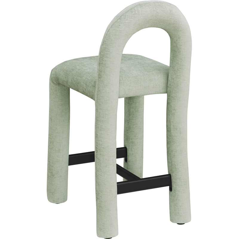 Meridian Furniture Amari Mint Chenille Fabric Stool