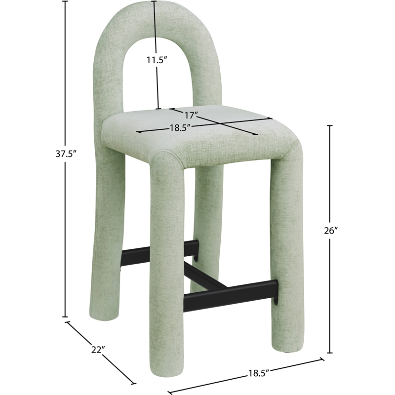 Meridian Furniture Amari Mint Chenille Fabric Stool