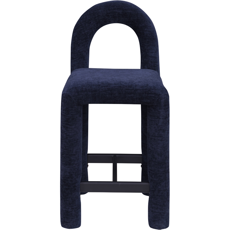 Meridian Furniture Amari Navy Chenille Fabric Stool