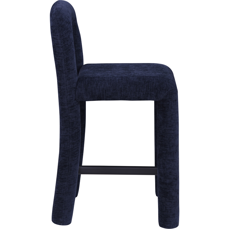 Meridian Furniture Amari Navy Chenille Fabric Stool