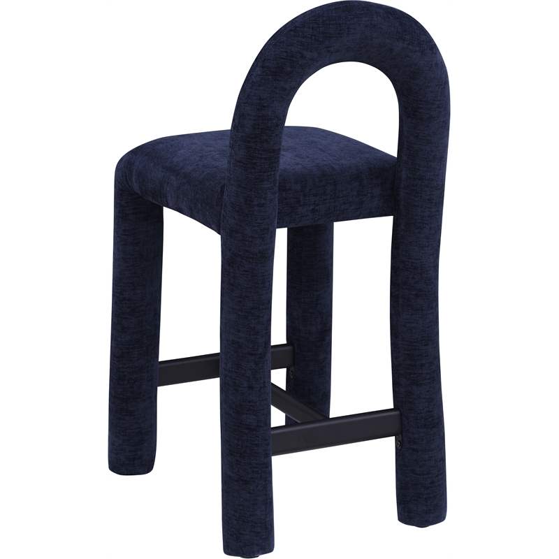 Meridian Furniture Amari Navy Chenille Fabric Stool