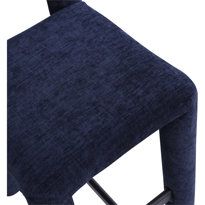 Meridian Furniture Amari Navy Chenille Fabric Stool