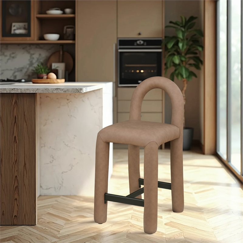 Meridian Furniture Amari Brown Vegan Leather Stool