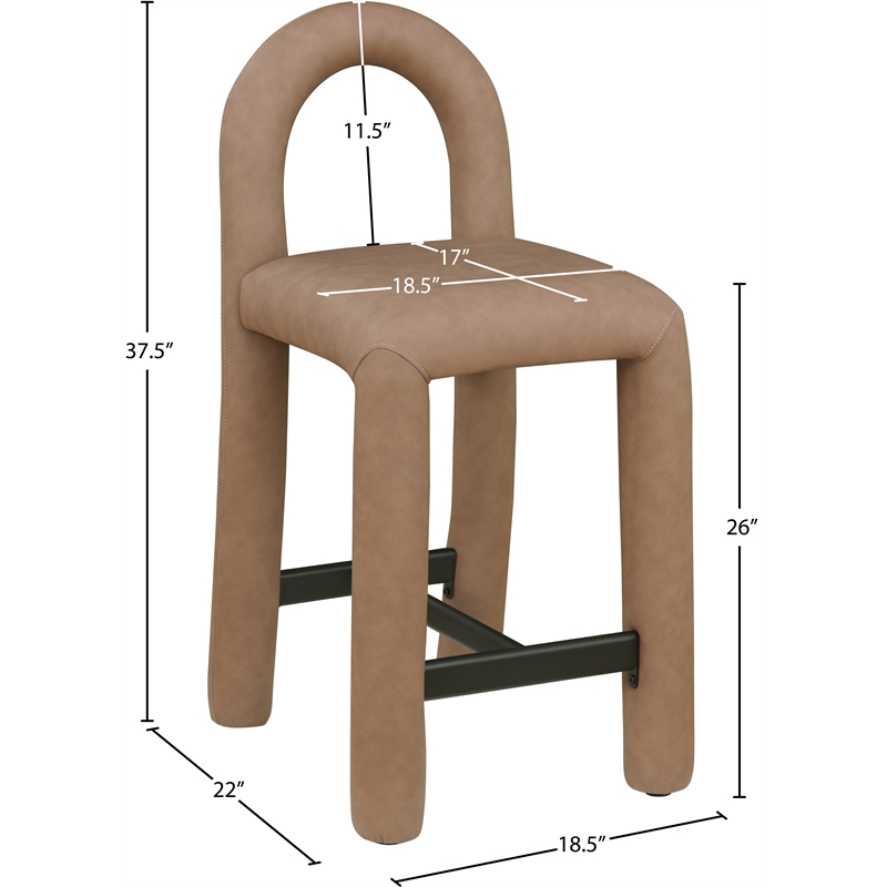 Meridian Furniture Amari Brown Vegan Leather Stool