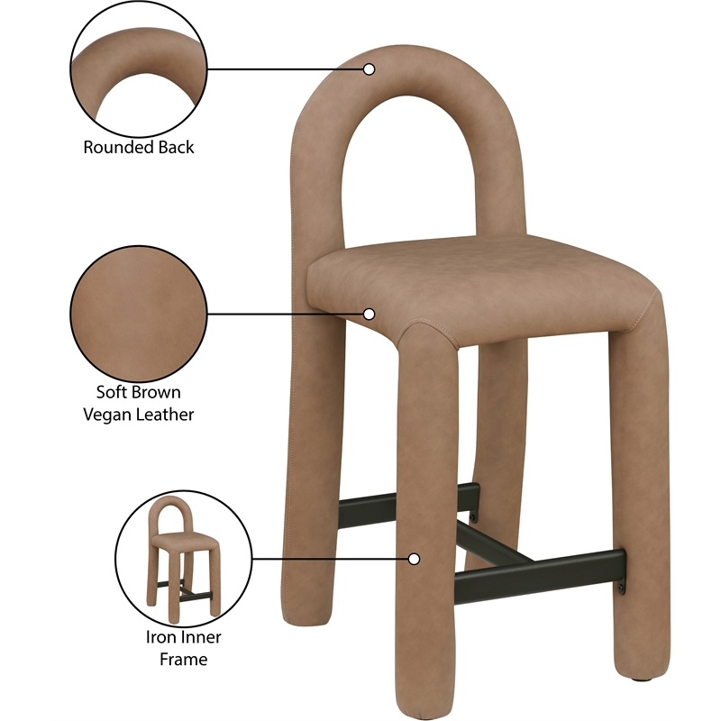 Meridian Furniture Amari Brown Vegan Leather Stool