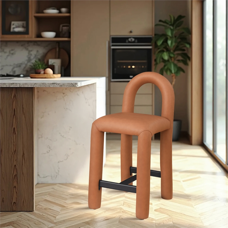 Meridian Furniture Amari Cognac Vegan Leather Stool