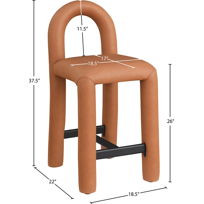 Meridian Furniture Amari Cognac Vegan Leather Stool