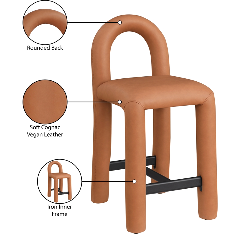 Meridian Furniture Amari Cognac Vegan Leather Stool