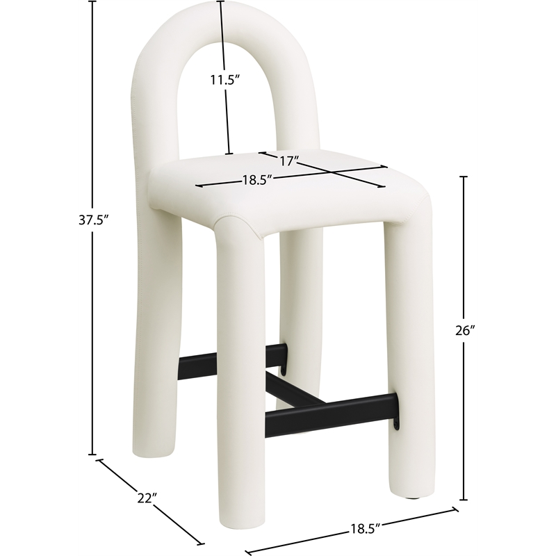 Meridian Furniture Amari Cream Vegan Leather Stool