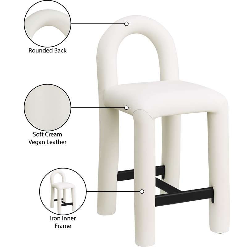 Meridian Furniture Amari Cream Vegan Leather Stool
