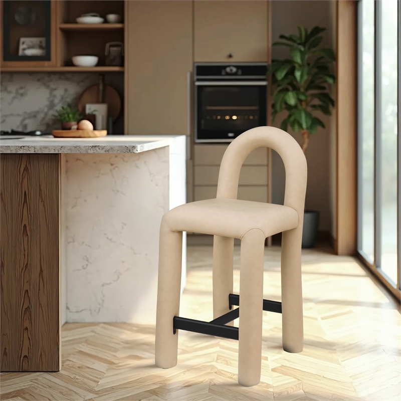 Meridian Furniture Amari Tan Vegan Leather Stool