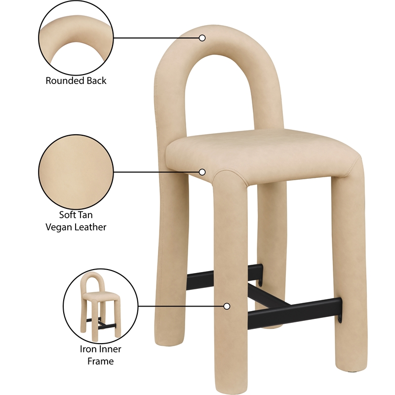 Meridian Furniture Amari Tan Vegan Leather Stool
