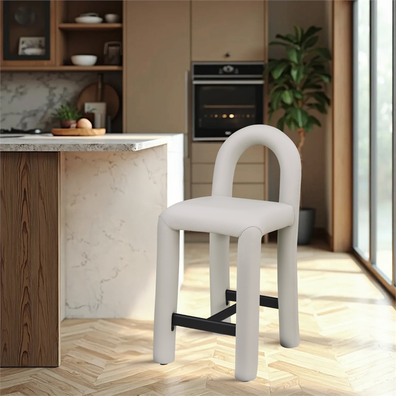 Meridian Furniture Amari Taupe Vegan Leather Stool
