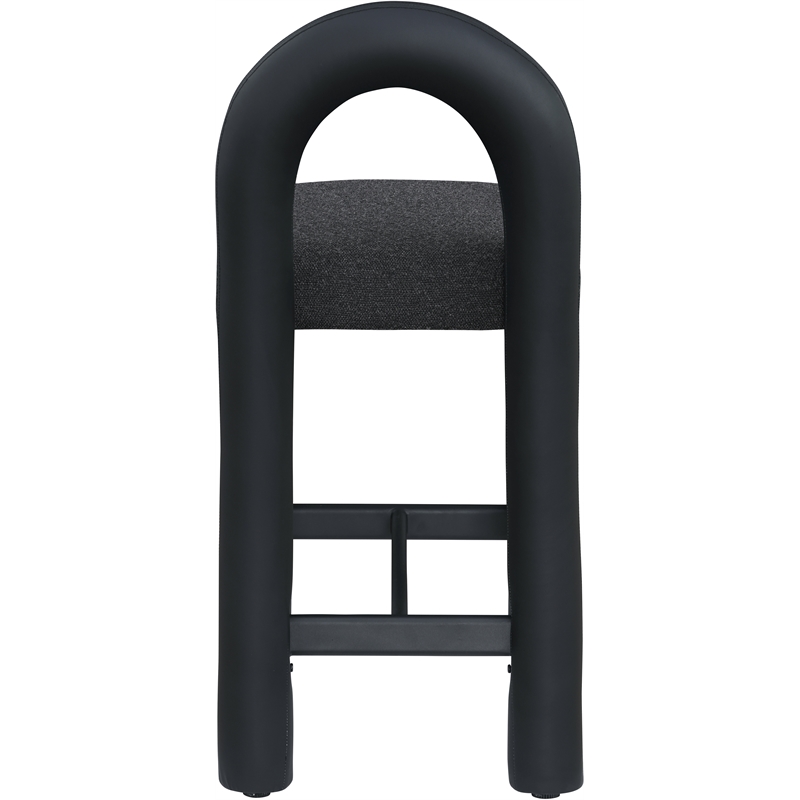Meridian Furniture Amari Black Boucle Fabric and Vegan Leather Stool
