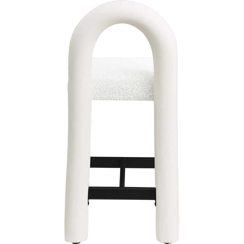Meridian Furniture Amari Cream Boucle Fabric and Vegan Leather Stool