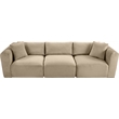 Meridian Furniture 3-Piece Taupe Corduroy Performance Fabric Modular Sofa