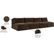 Meridian Furniture 4-Piece Brown Corduroy Performance Fabric Modular Sofa
