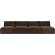 Meridian Furniture 4-Piece Brown Corduroy Performance Fabric Modular Sofa