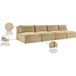 Meridian Furniture 4-Piece Camel Corduroy Performance Fabric Modular Sofa