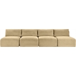 Meridian Furniture 4-Piece Camel Corduroy Performance Fabric Modular Sofa