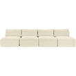 Meridian Furniture 4-Piece Cream Corduroy Performance Fabric Modular Sofa