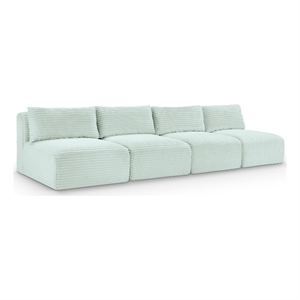 Meridian Furniture 4-Piece Mint Corduroy Performance Fabric Modular Sofa