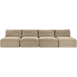 Meridian Furniture 4-Piece Taupe Corduroy Performance Fabric Modular Sofa