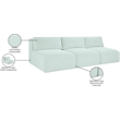 Meridian Furniture 3-Piece Mint Corduroy Performance Fabric Modular Sofa
