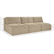 Meridian Furniture 3-Piece Taupe Corduroy Performance Fabric Modular Sofa