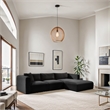 Meridian Furniture 3-Piece Black Corduroy Performance Fabric Modular Sectional