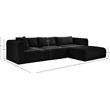 Meridian Furniture 3-Piece Black Corduroy Performance Fabric Modular Sectional