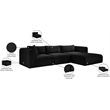Meridian Furniture 3-Piece Black Corduroy Performance Fabric Modular Sectional