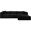 Meridian Furniture 3-Piece Black Corduroy Performance Fabric Modular Sectional
