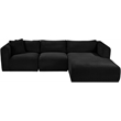 Meridian Furniture 3-Piece Black Corduroy Performance Fabric Modular Sectional