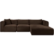 Meridian Furniture 3-Piece Brown Corduroy Performance Fabric Modular Sectional