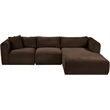 Meridian Furniture 3-Piece Brown Corduroy Performance Fabric Modular Sectional