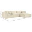 Meridian Furniture 3-Piece Cream Corduroy Performance Fabric Modular Sectional