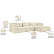 Meridian Furniture 3-Piece Cream Corduroy Performance Fabric Modular Sectional