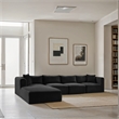 Meridian Furniture 5-Piece Black Corduroy Performance Fabric Modular Sectional